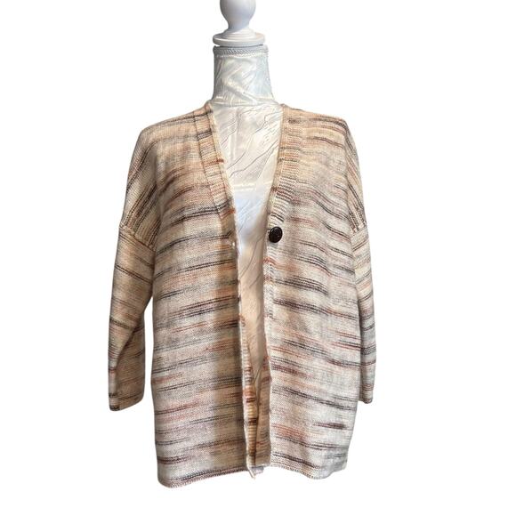 J. Jill Sweaters - PureJill Cream Stipe Cardigan Womens Sz Small Cotton Blend Sweater One Button